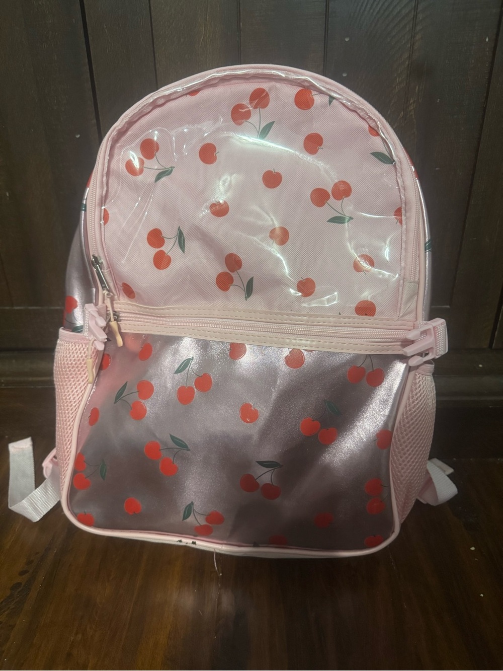 Pink Cherry Print Kids Backpack